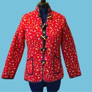 Vintage Red Quilted Floral Women's Hippy Jacket